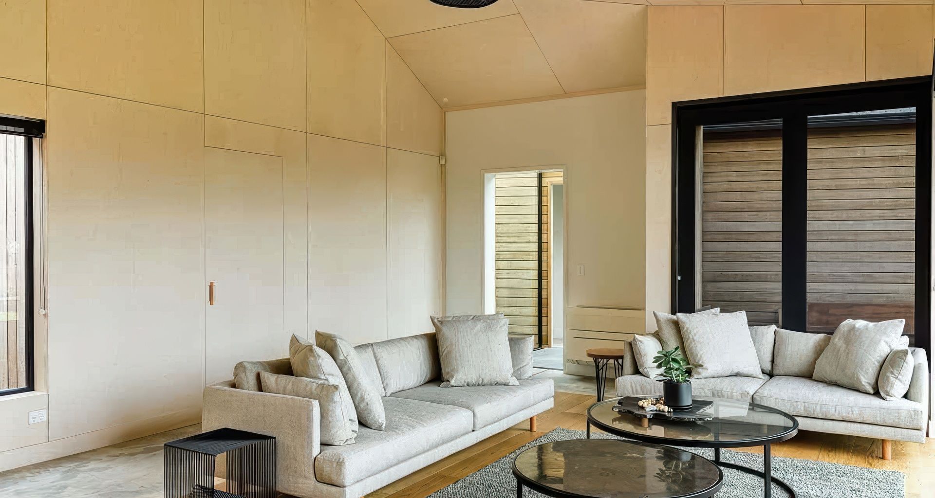 White-washed plywood for bach interior banner