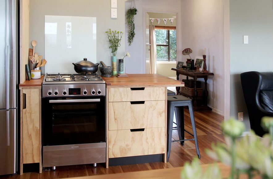 Plywood Kitchen for an Eclectic Home