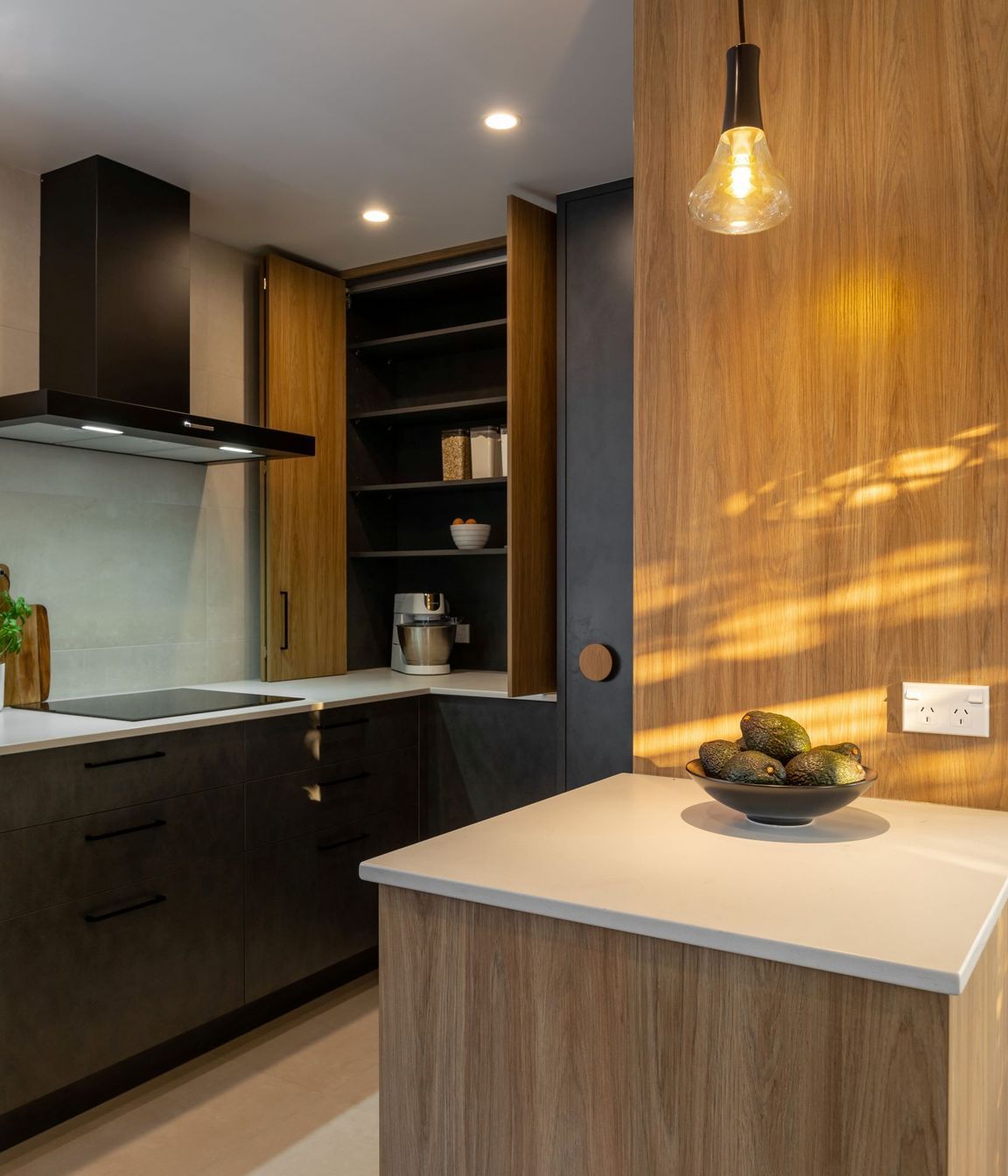 Prime Melamine in Honed Slate and Prime Melamine in Baroque, Designed by Toni Roberts of Kitchen Architecture