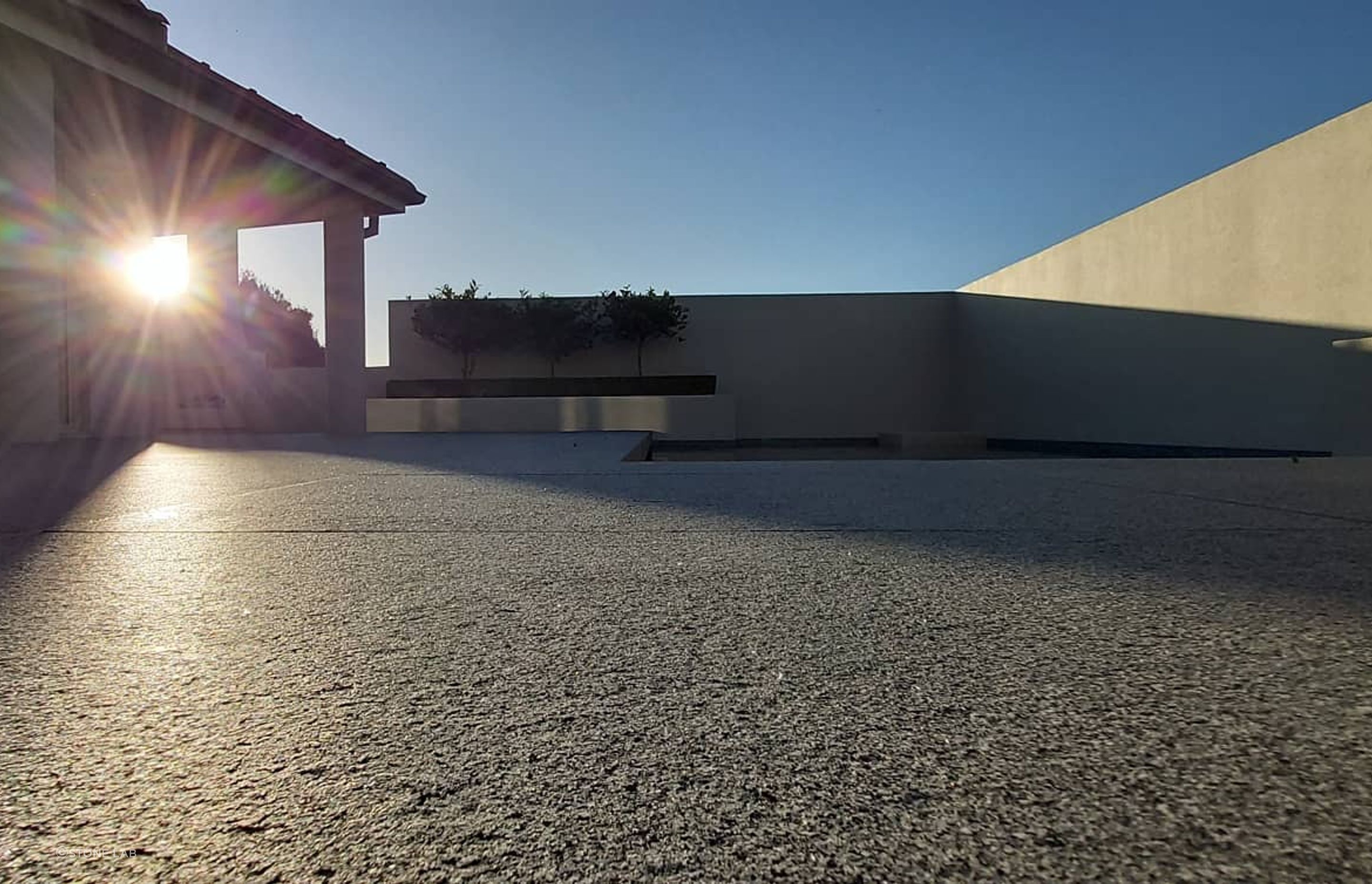 Basalt stone pool surround