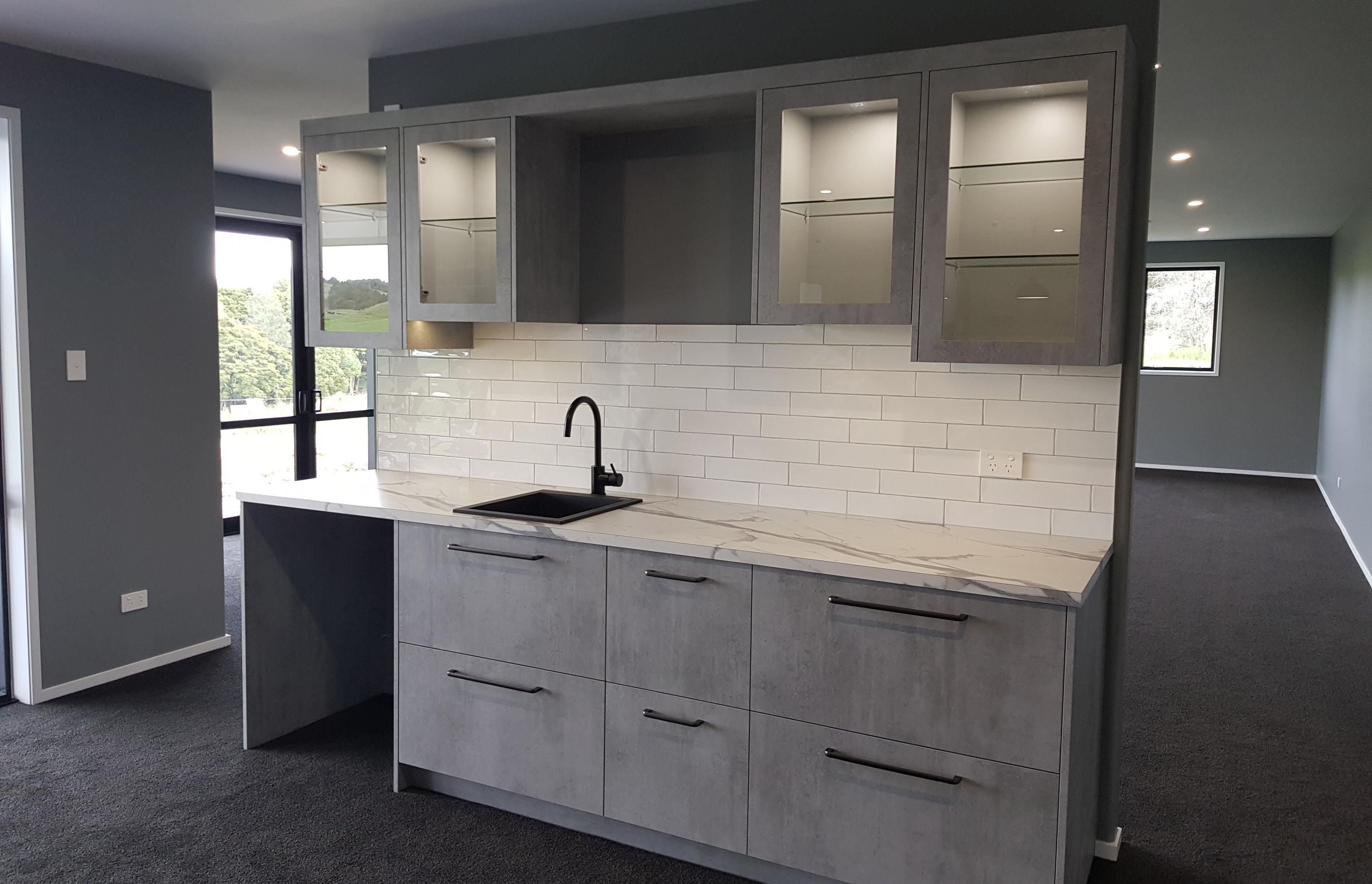 Bar Area, Well Lit with DOMUS Line™ LED Strip and with Tanova Kitchen Bin Yet to be Installed At Left