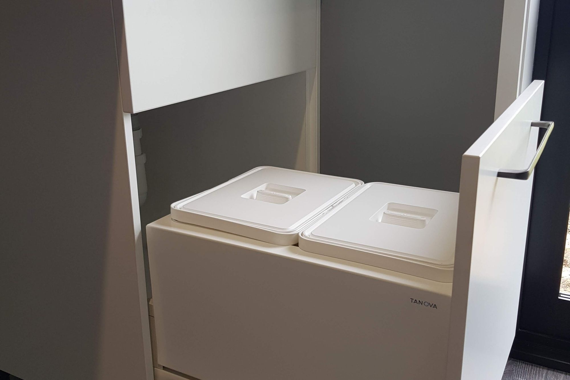 Tanova Drawer Frame and Bucket Kitchen Bin Installed in Laundry as a Soak Centre