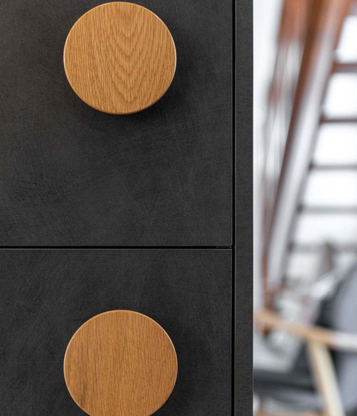 Prime Melamine in Honed Slate and Prime Melamine in Baroque, Designed by Toni Roberts of Kitchen Architecture