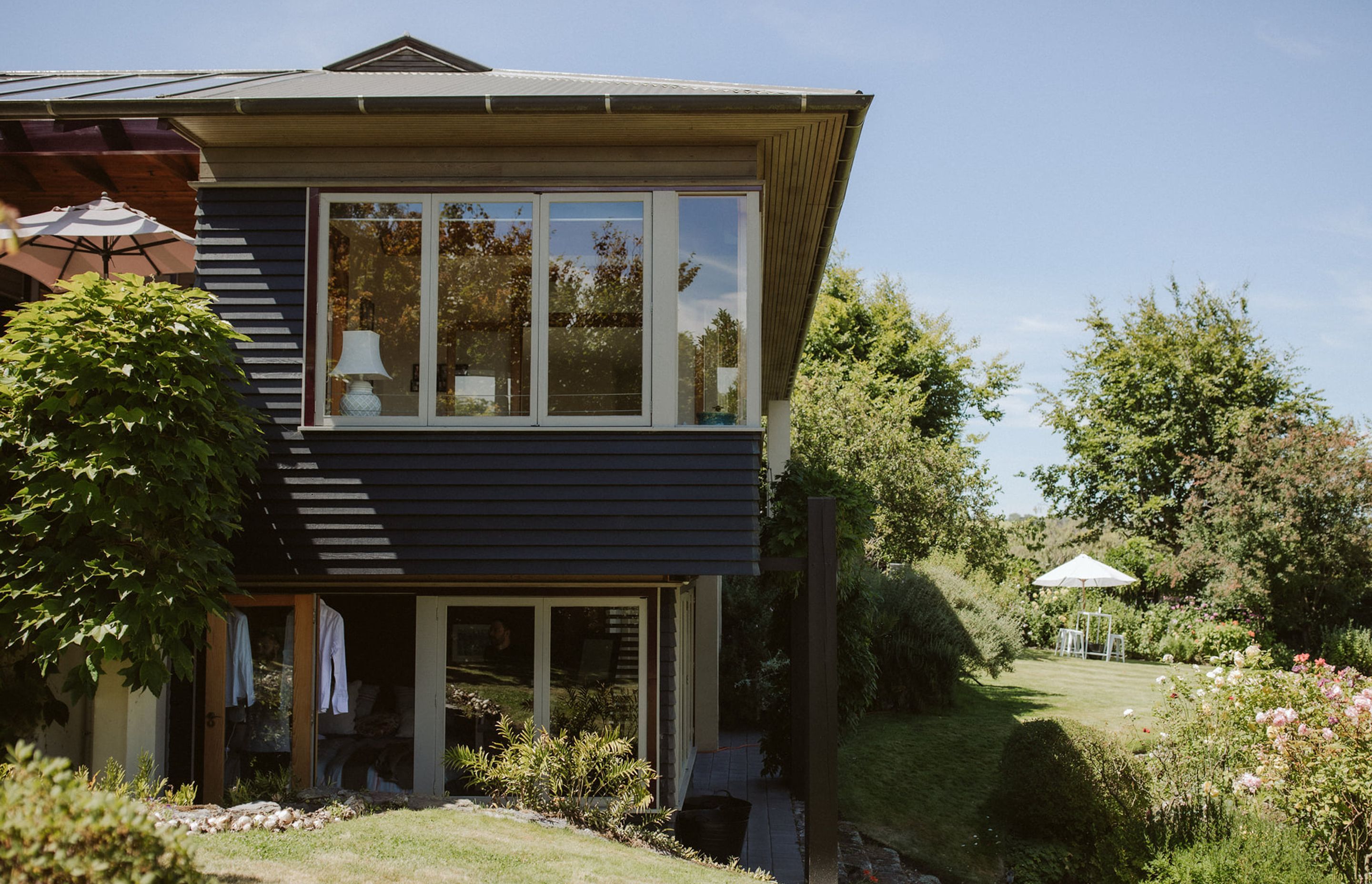 two houses and a garden
