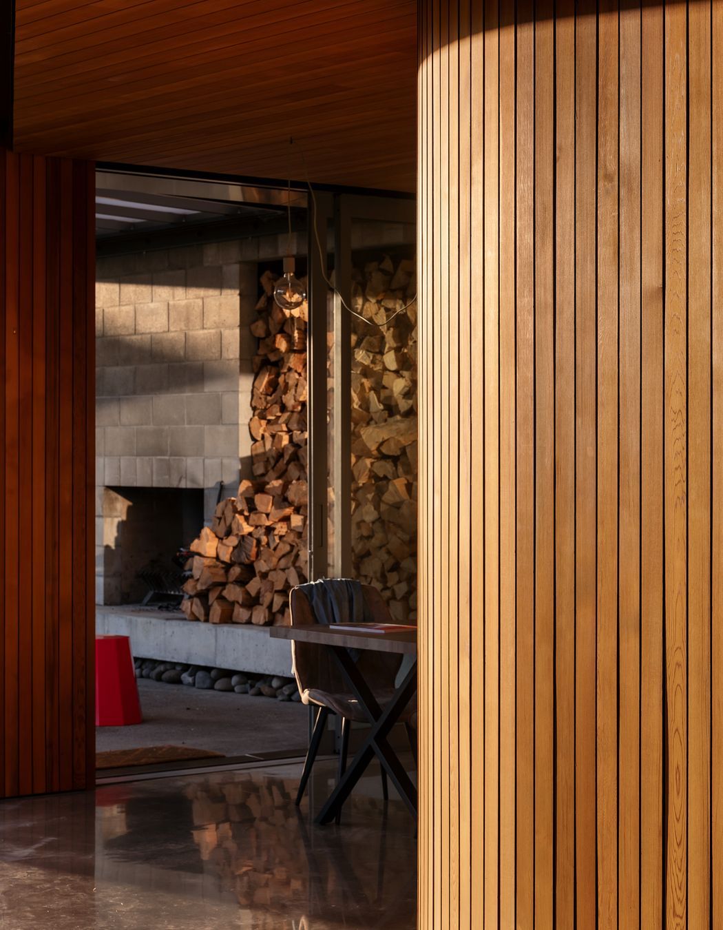 Interior Curved Cedar Wall