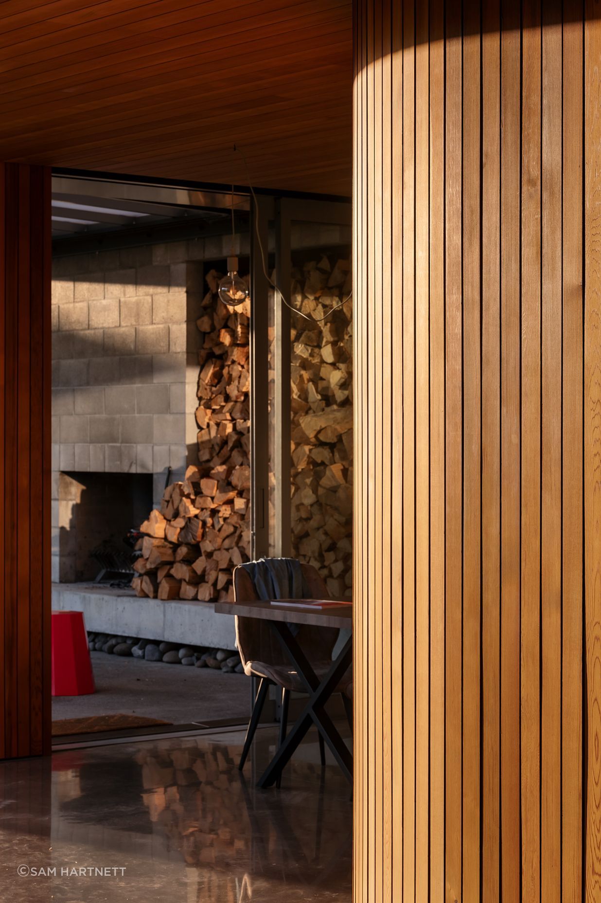 Interior Curved Cedar Wall