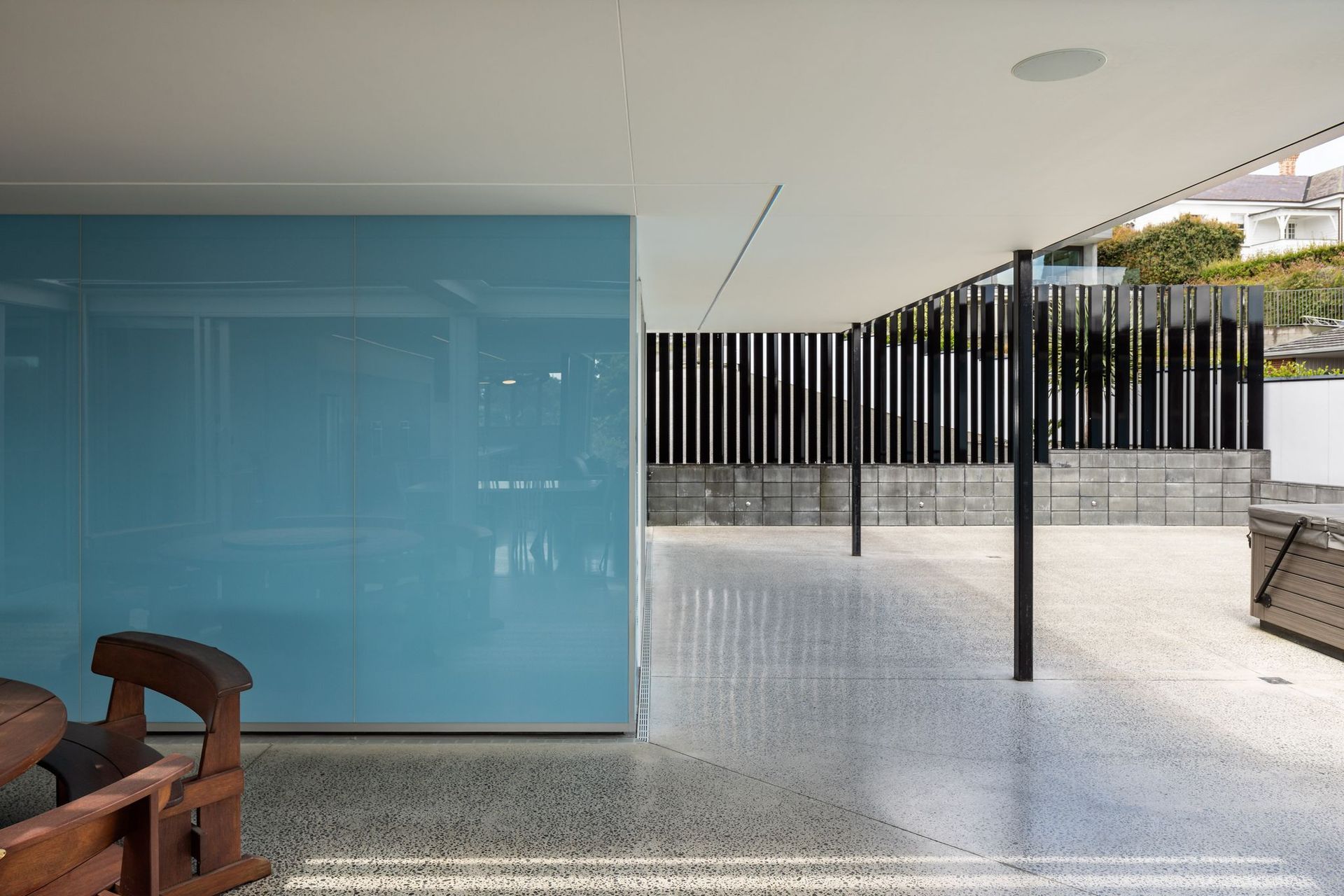 Blue glass courtyard