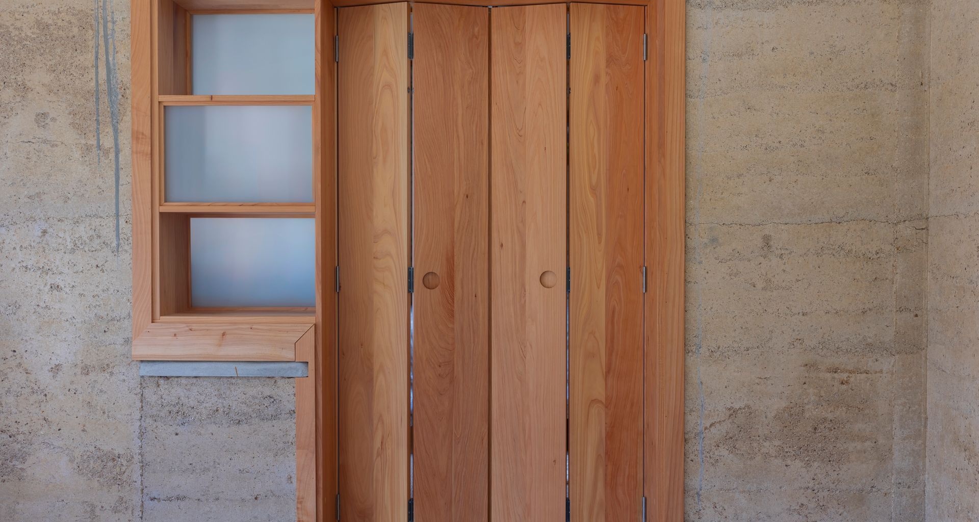 Bi-fold doors with book shelf banner