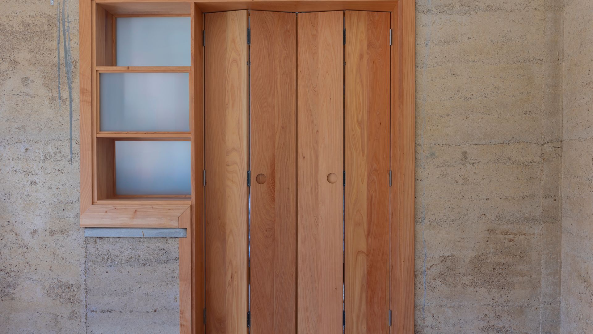 Bi-fold doors with book shelf banner