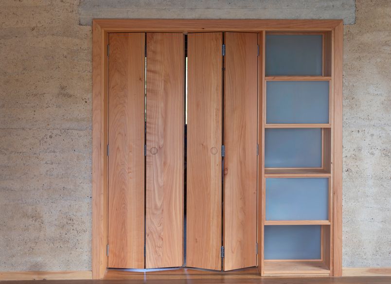 Bi-fold doors with book shelf