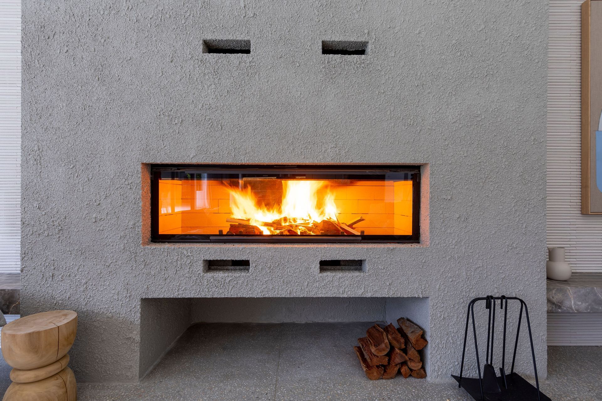Up close and personal with the beautiful French wood fireplace