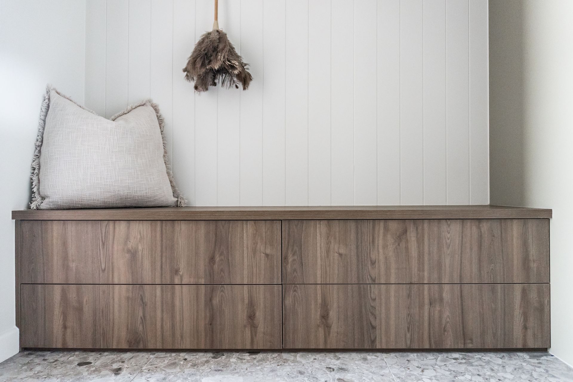 Bestwood Melamine, Vinatge Ash in Wilderness Finish. Design by Hannah Farrant, White Wood Homes Cambridge.