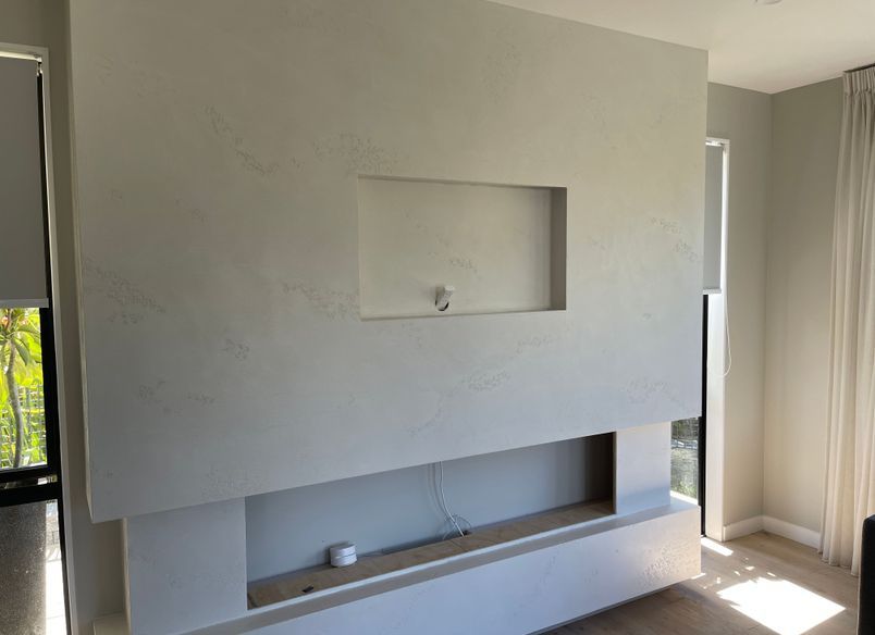 Resistone microcement fireplace