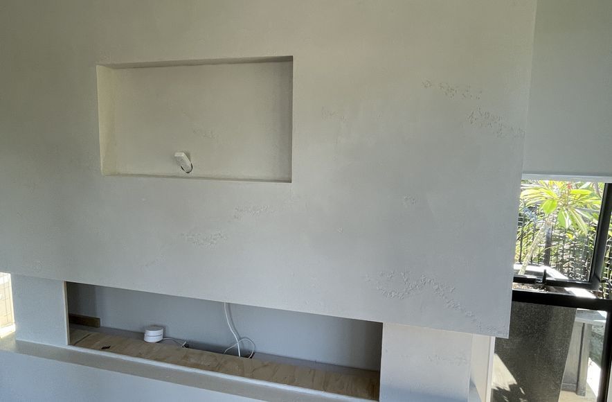 Resistone microcement fireplace