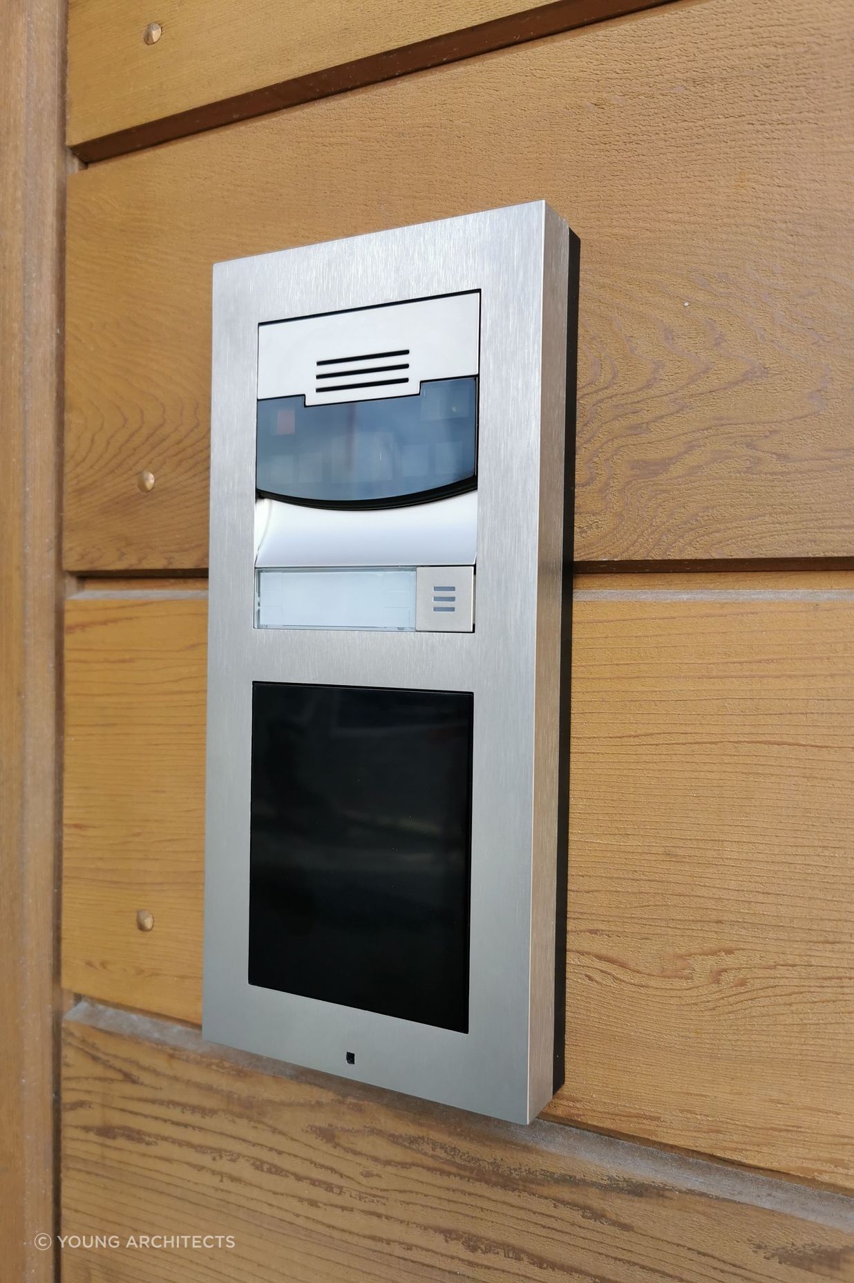 Additional layer of security with Intercom system capable of being synchronized with a mobile phone.