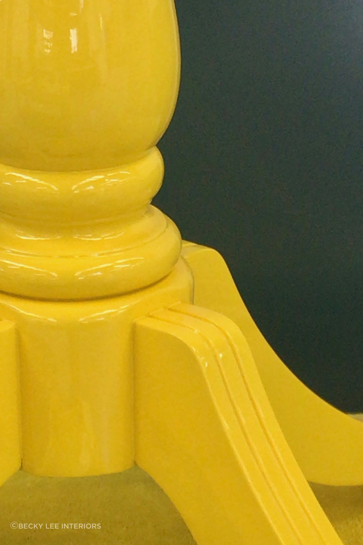 A much loved turned table was dipped in sunshine with this high gloss lacquer finish.