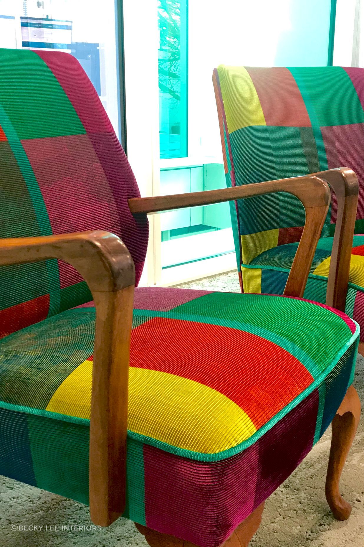 Two lovely vintage chairs were given a new lease on life for the family corner in the Chch NZTE office.