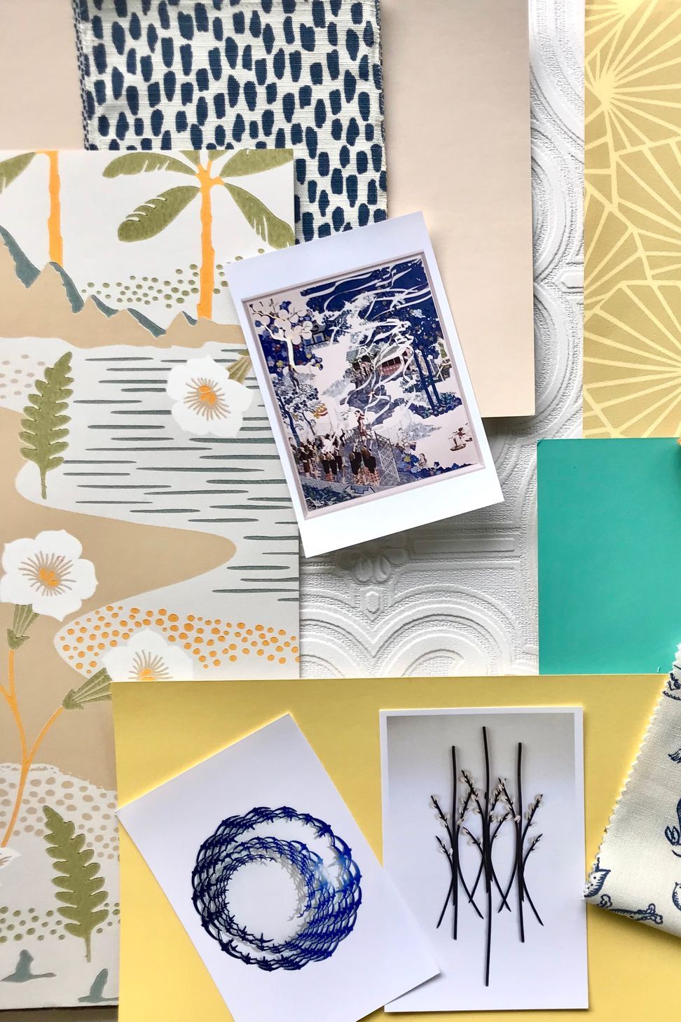 Flat-lay for the Linwood bungalow... working with an impressive collection of NZ art.