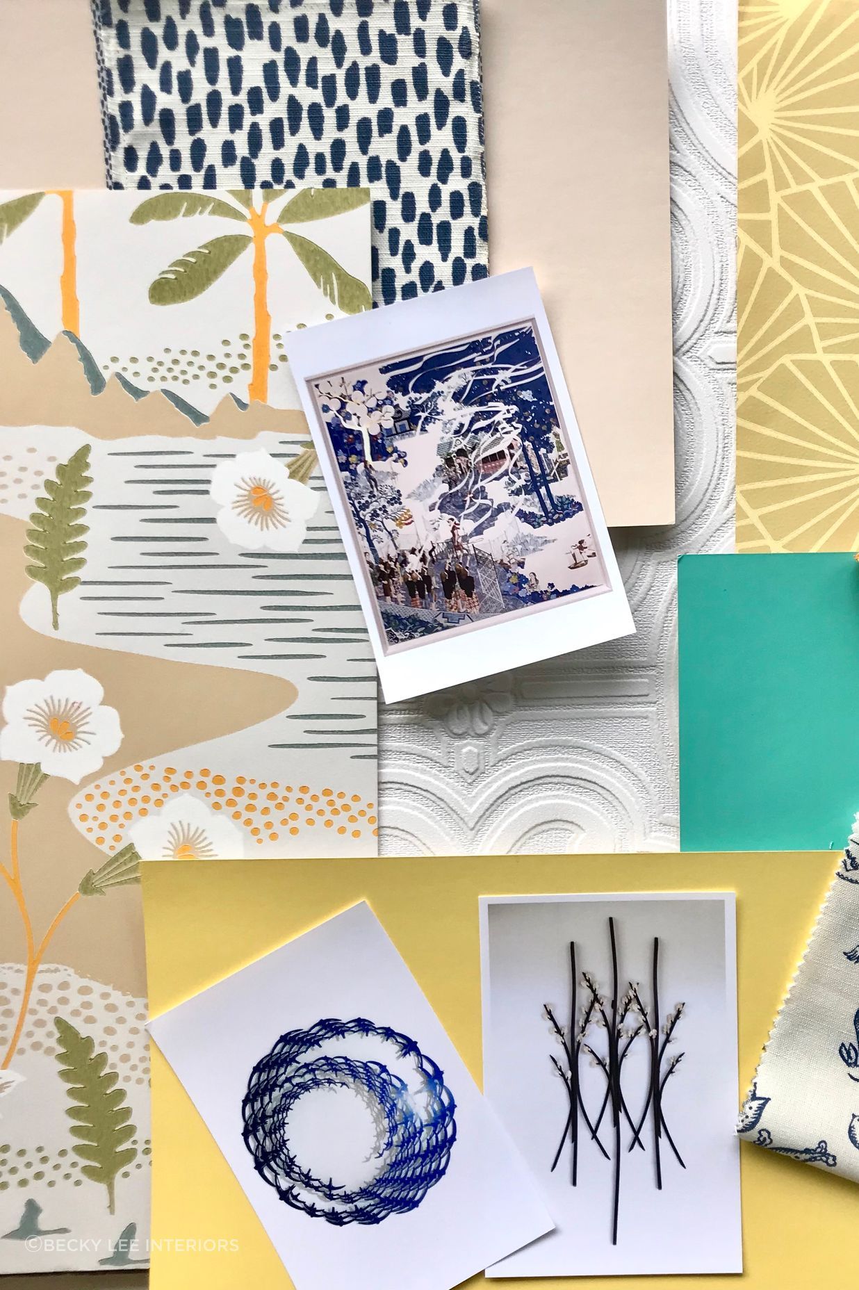 Flat-lay for the Linwood bungalow... working with an impressive collection of NZ art.