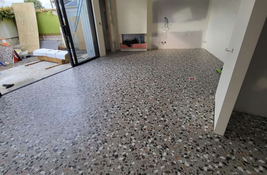 Damn Good Tiling - terrazzo floor tiling (Jeffery Construction)
