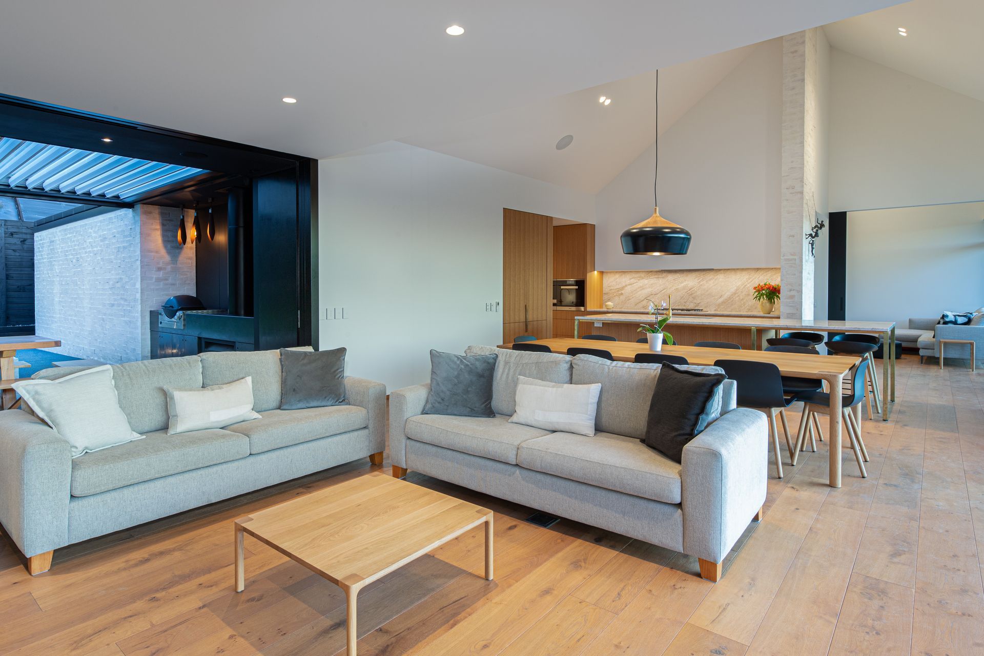 Coatesville Home - 220x21mm Light Feature Grade Engineered European Oak flooring, prefinished in "Bourbon" Rubio Monocoat oil and Ciranova Titan Hardwax