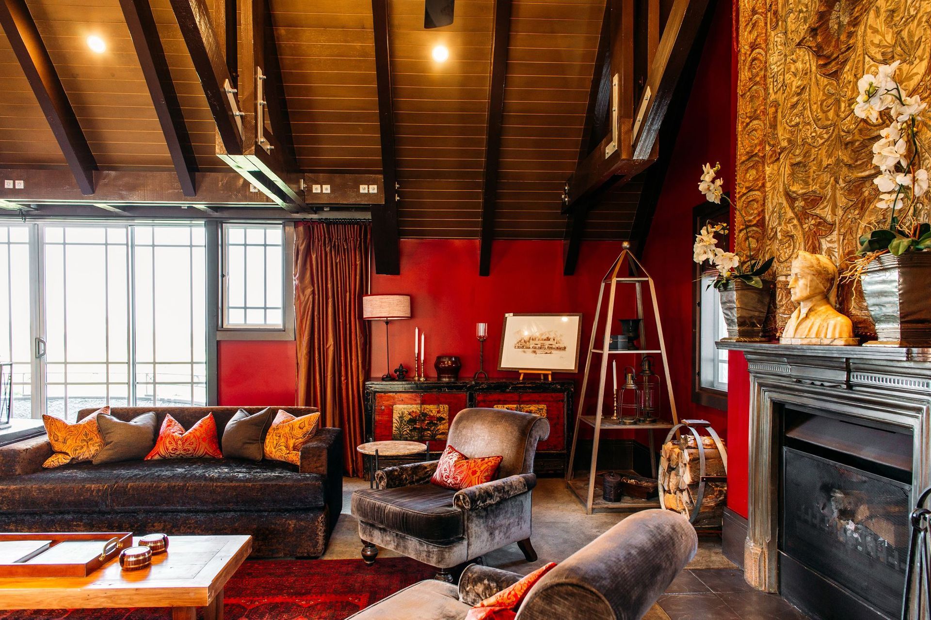 The evening room is upstairs. “We’ve sourced a number of items, and we’ve had pieces custom made. And even though it’s new furniture we chose to use classic styles that add to a layered feel in a way that you can’t pinpoint exactly what’s new and what’s old.”