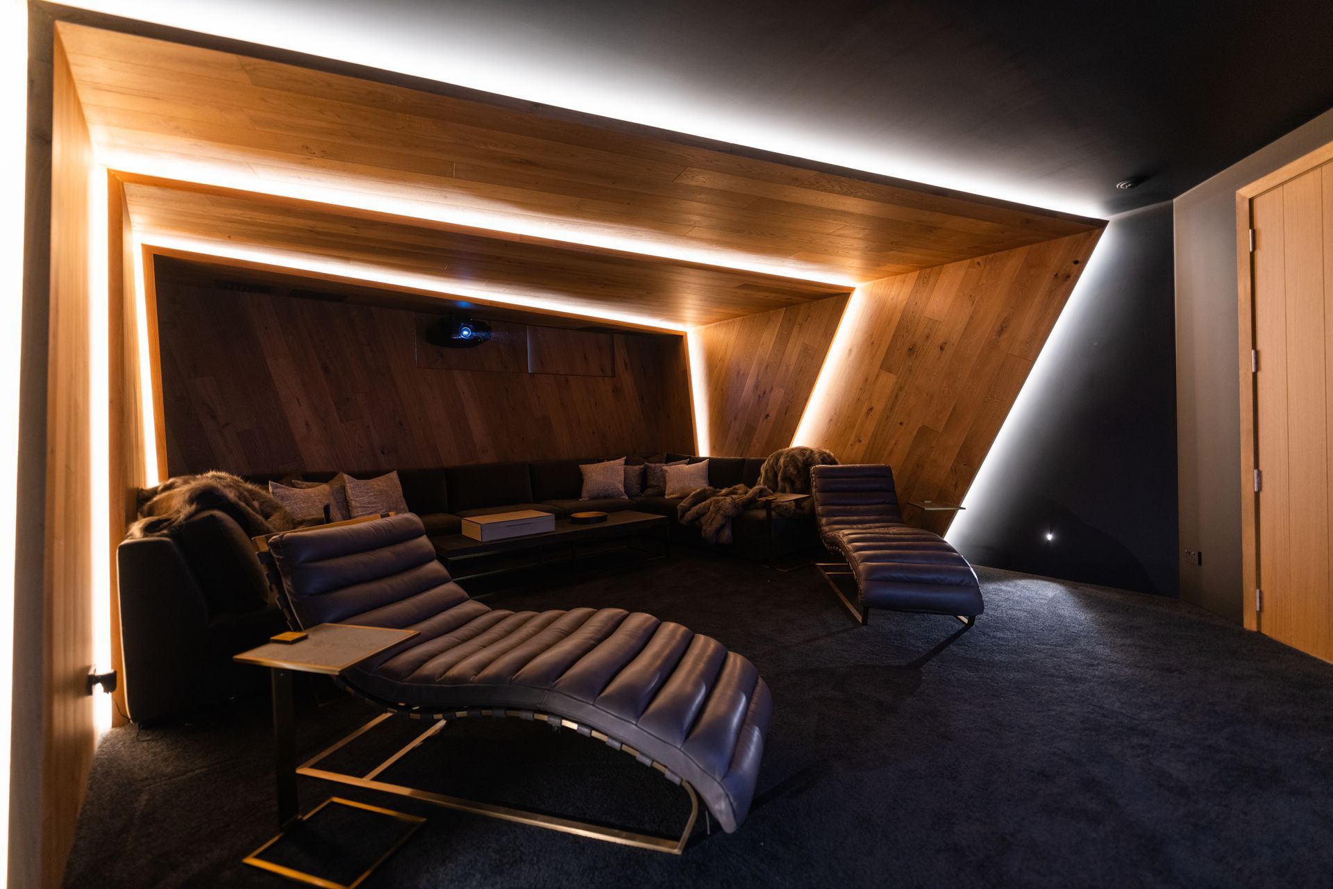 Not part of the original design, the media room is another of the lodge's entertainment areas.