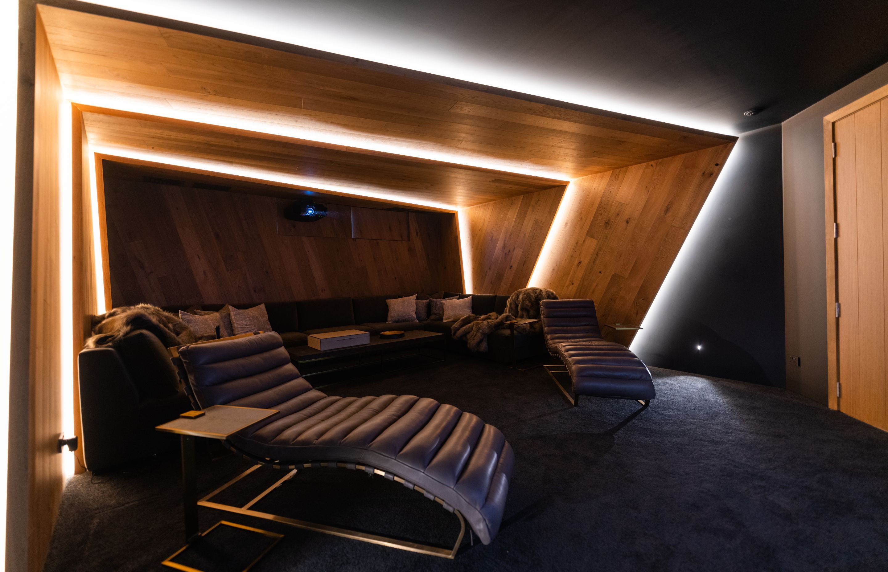 Not part of the original design, the media room is another of the lodge's entertainment areas.
