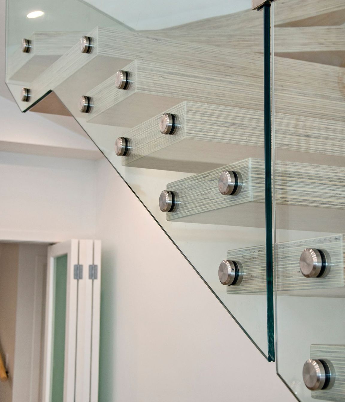 Custom built floating staircase details