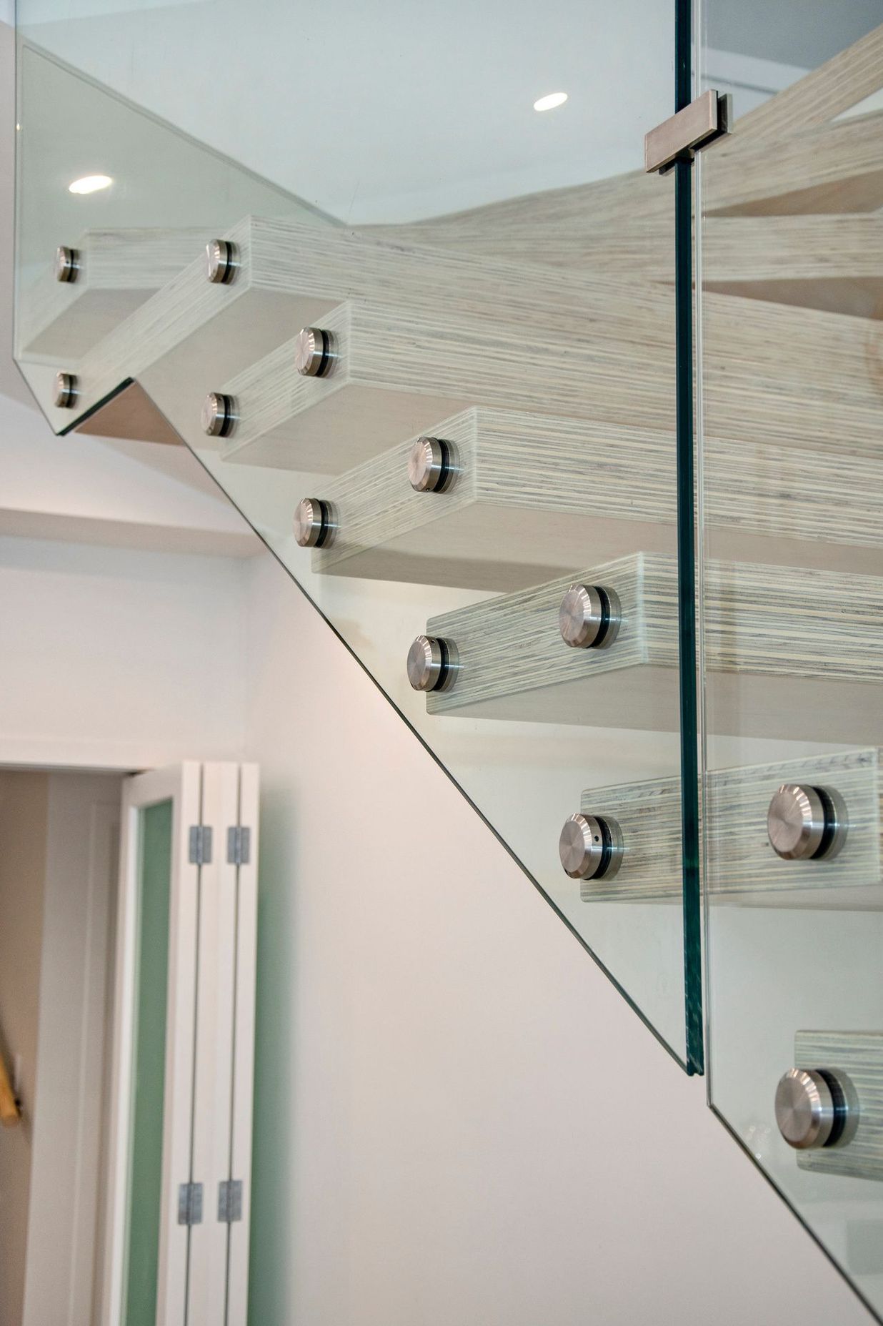 Custom built floating staircase details