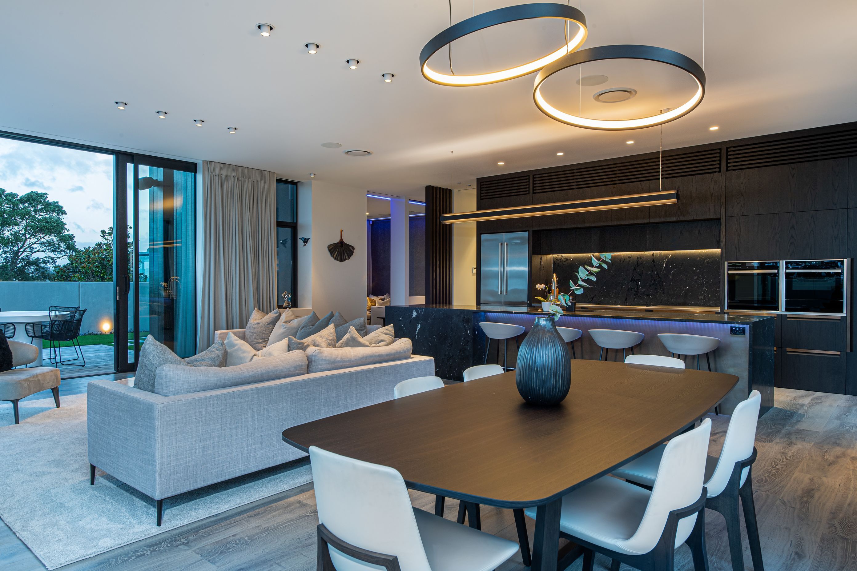 The ground floor features a three-metre stud height, which also contributes to the sense of spaciousness.