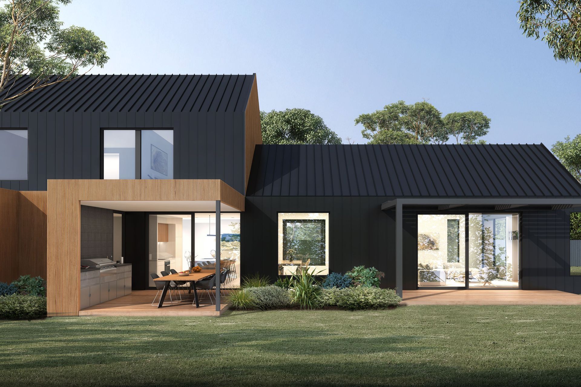 With an enclosed awning and built-in BBQ, the main veranda acts as a natural extension to the kitchen and dining area, providing an additional space for entertaining and relaxing.