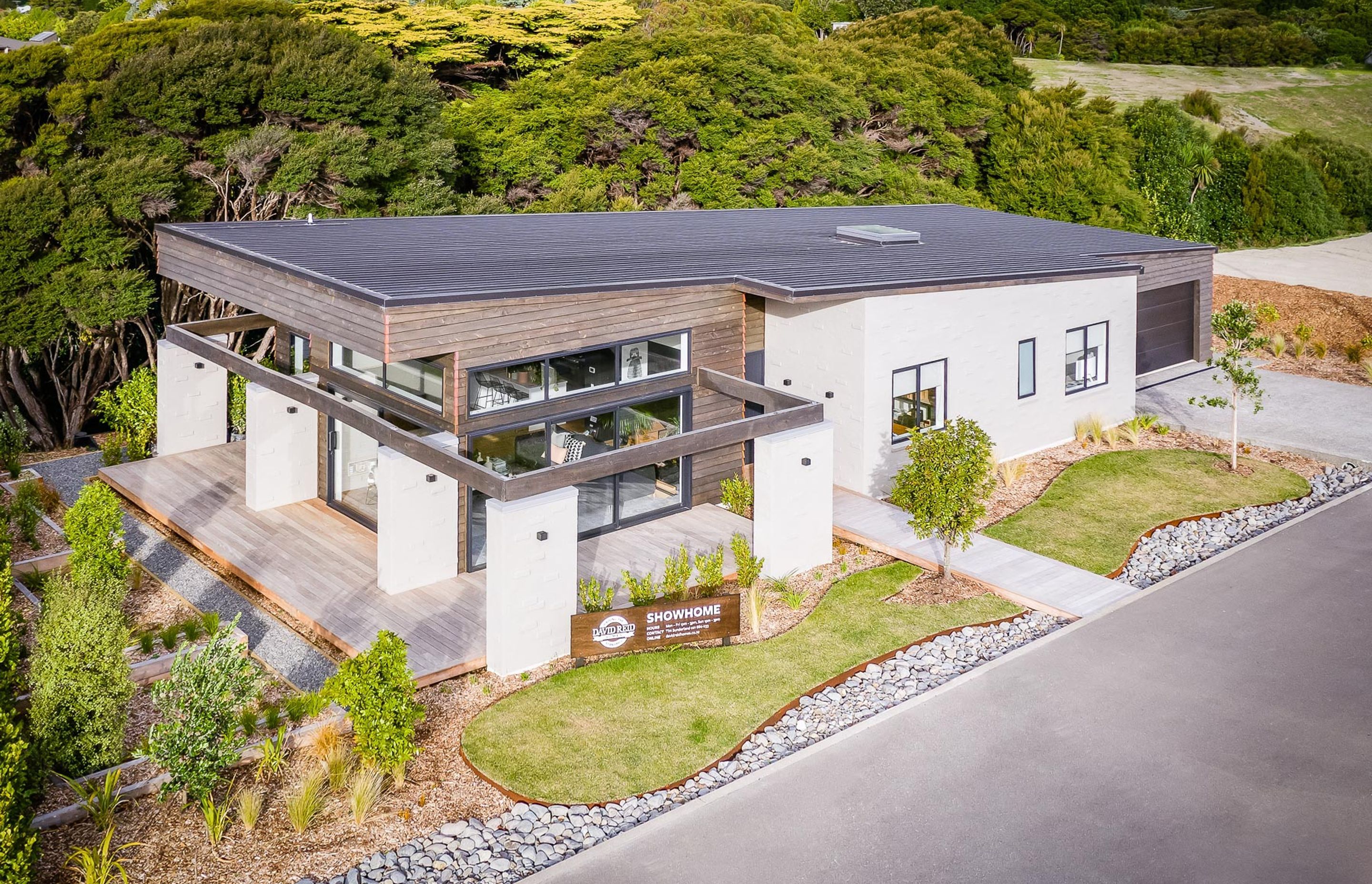The 193m2 home features three bedrooms, an open-plan living/dining/kitchen area and two bathrooms as well as a double, internal-access garage.