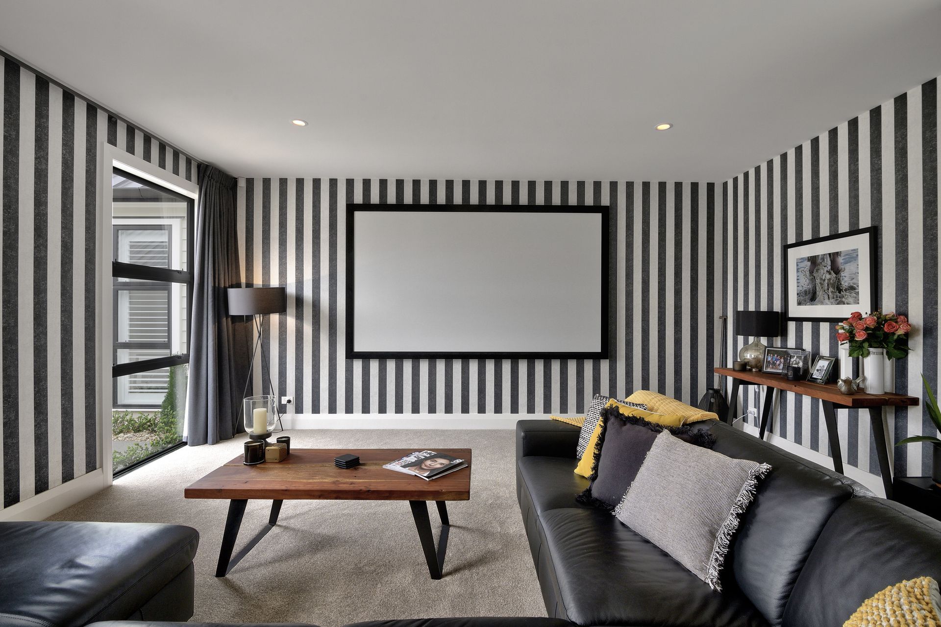 Soundproofing of the media room and insulated internal walls keeps noise contained, allowing lively entertainment and quiet conversation to harmoniously co-exist.