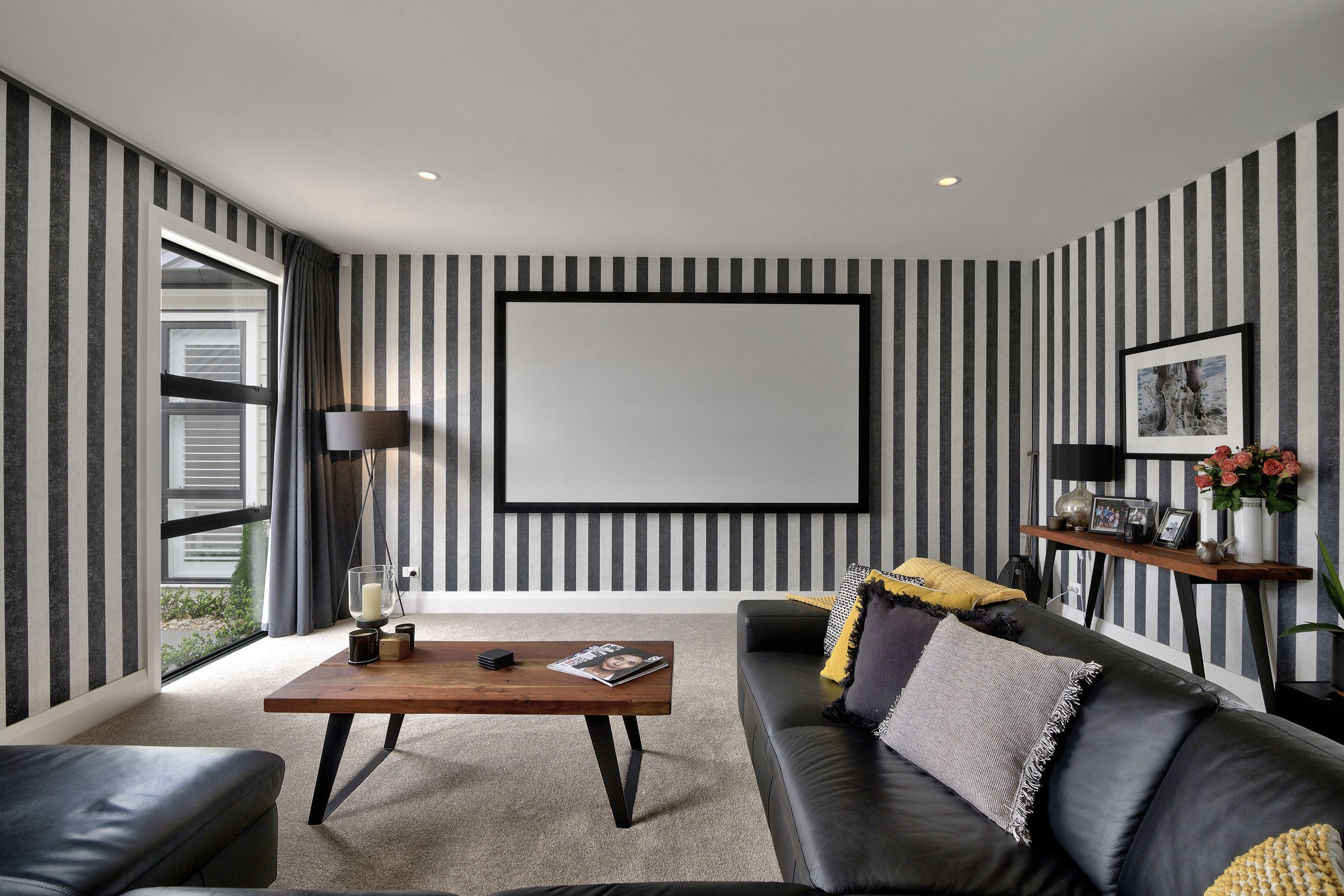 Soundproofing of the media room and insulated internal walls keeps noise contained, allowing lively entertainment and quiet conversation to harmoniously co-exist.