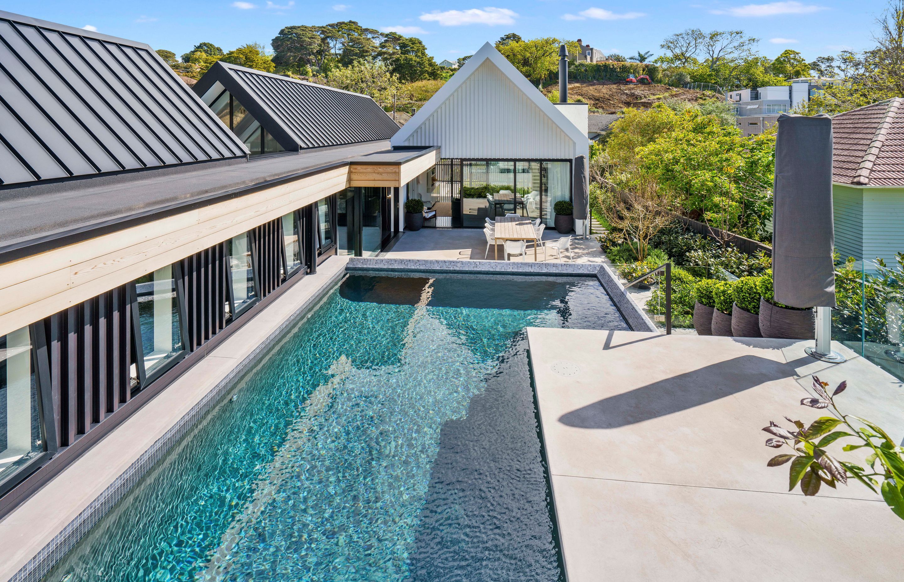 The view from the main bedroom encapsulates the resort-style feel of this home, which has been designed for fun in the sun.