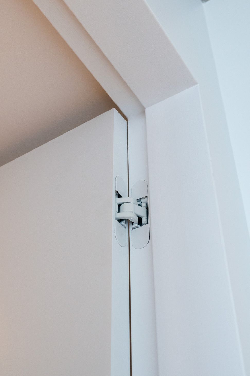 RocYork Concealed Hinges in white to seamlessly blend into the frame.