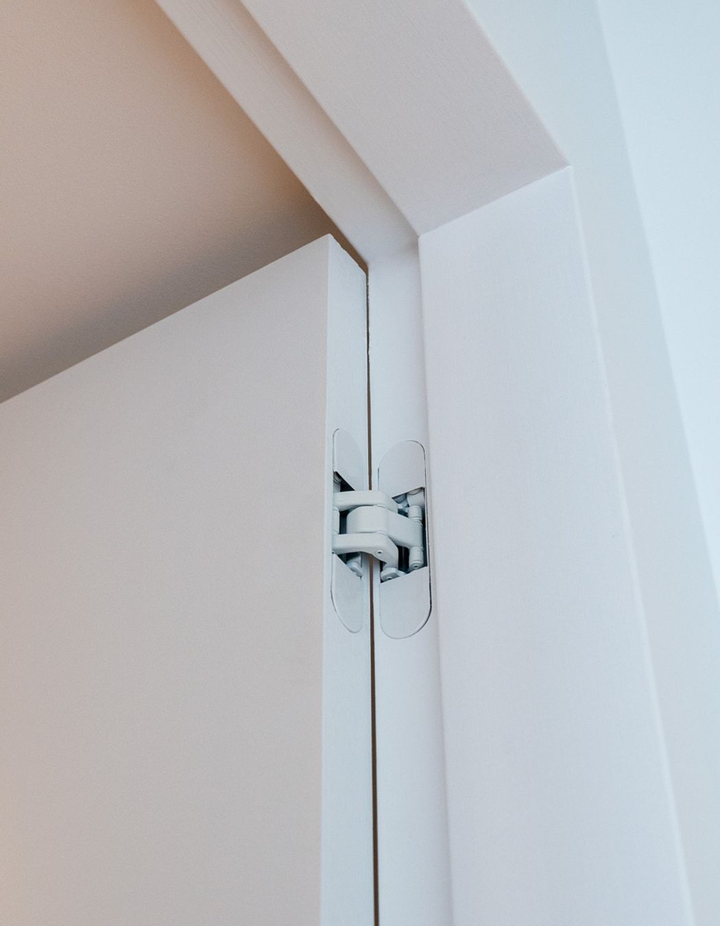 RocYork Concealed Hinges in white to seamlessly blend into the frame.