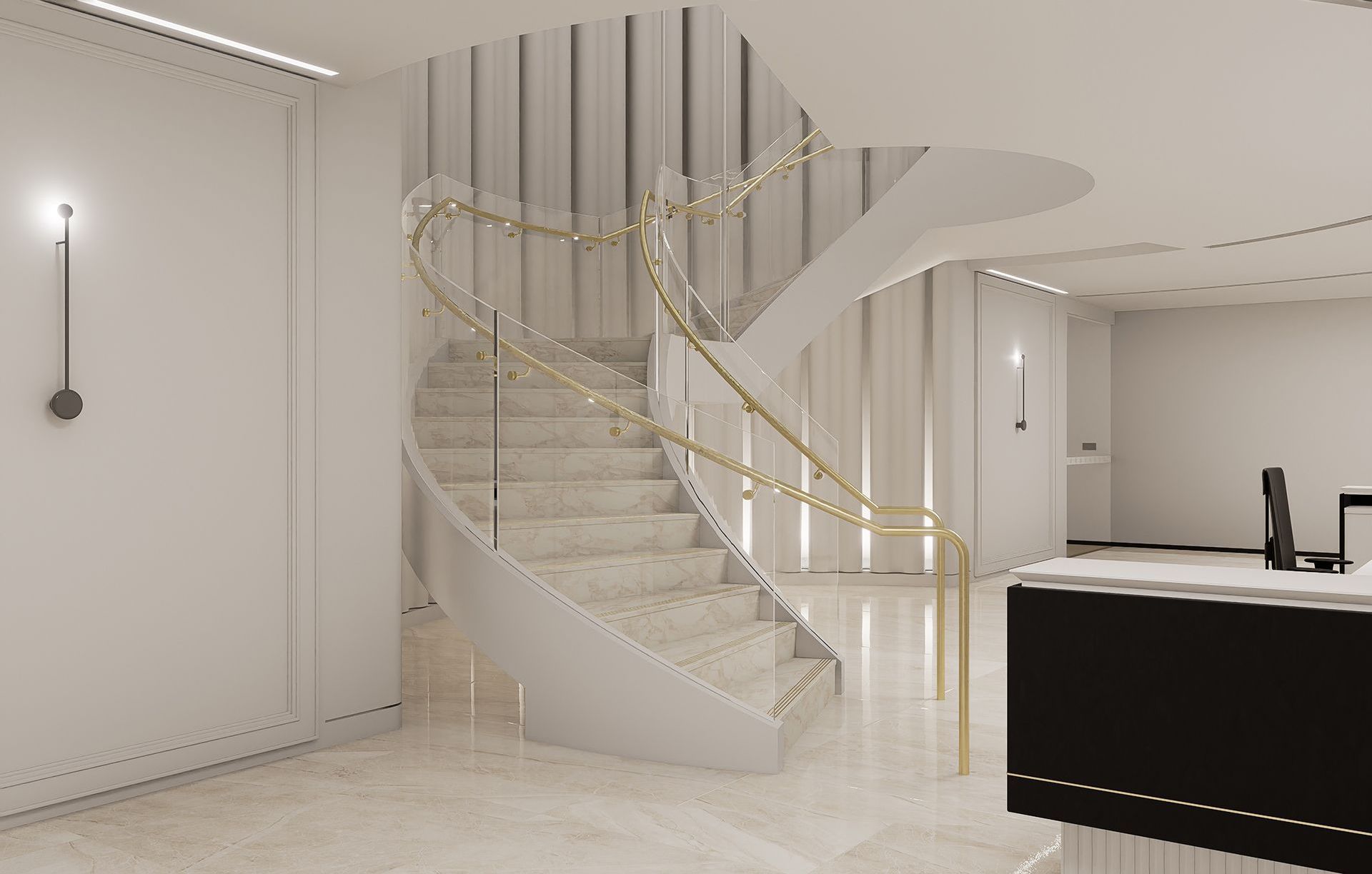 Fashion House - Beautiful Bent Glass Staircase