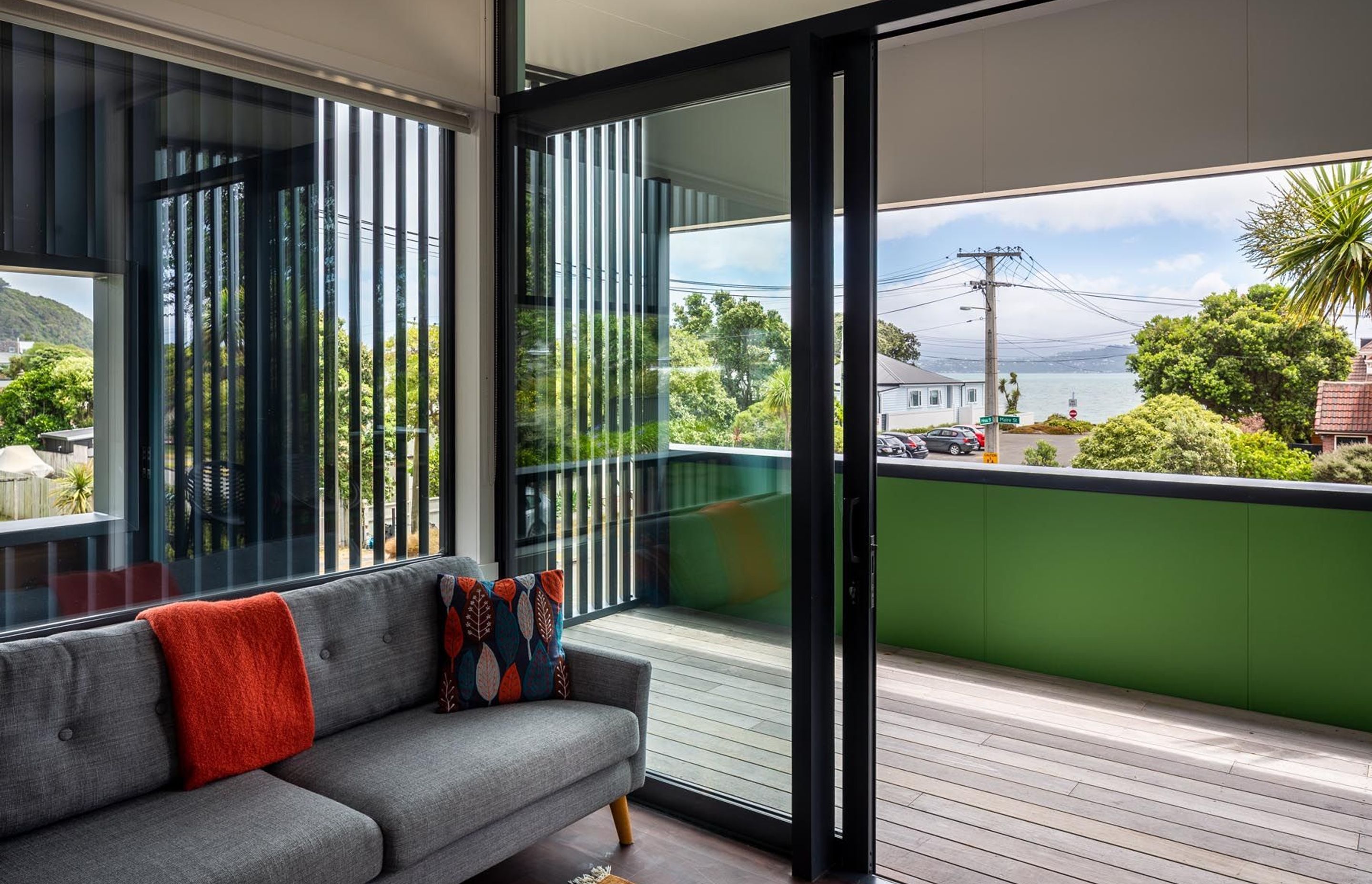 With its water views and pops of colour, the rental apartment is always popular, says Gerald. “It’s like a little retreat up there.”