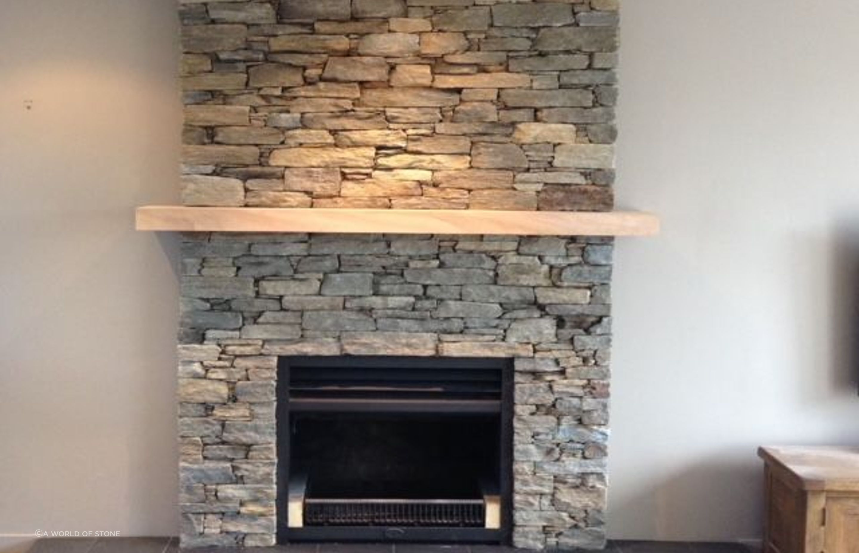 Schist dry stack 40mm veneer fireplace
