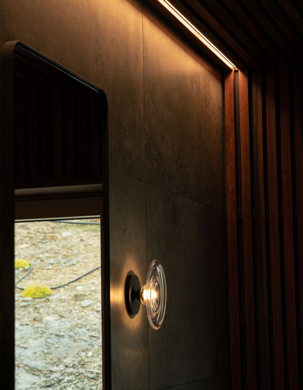 LED strip light integrated into the timber batten ceiling