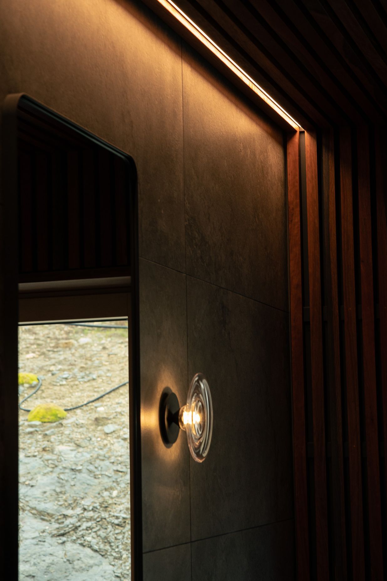 LED strip light integrated into the timber batten ceiling