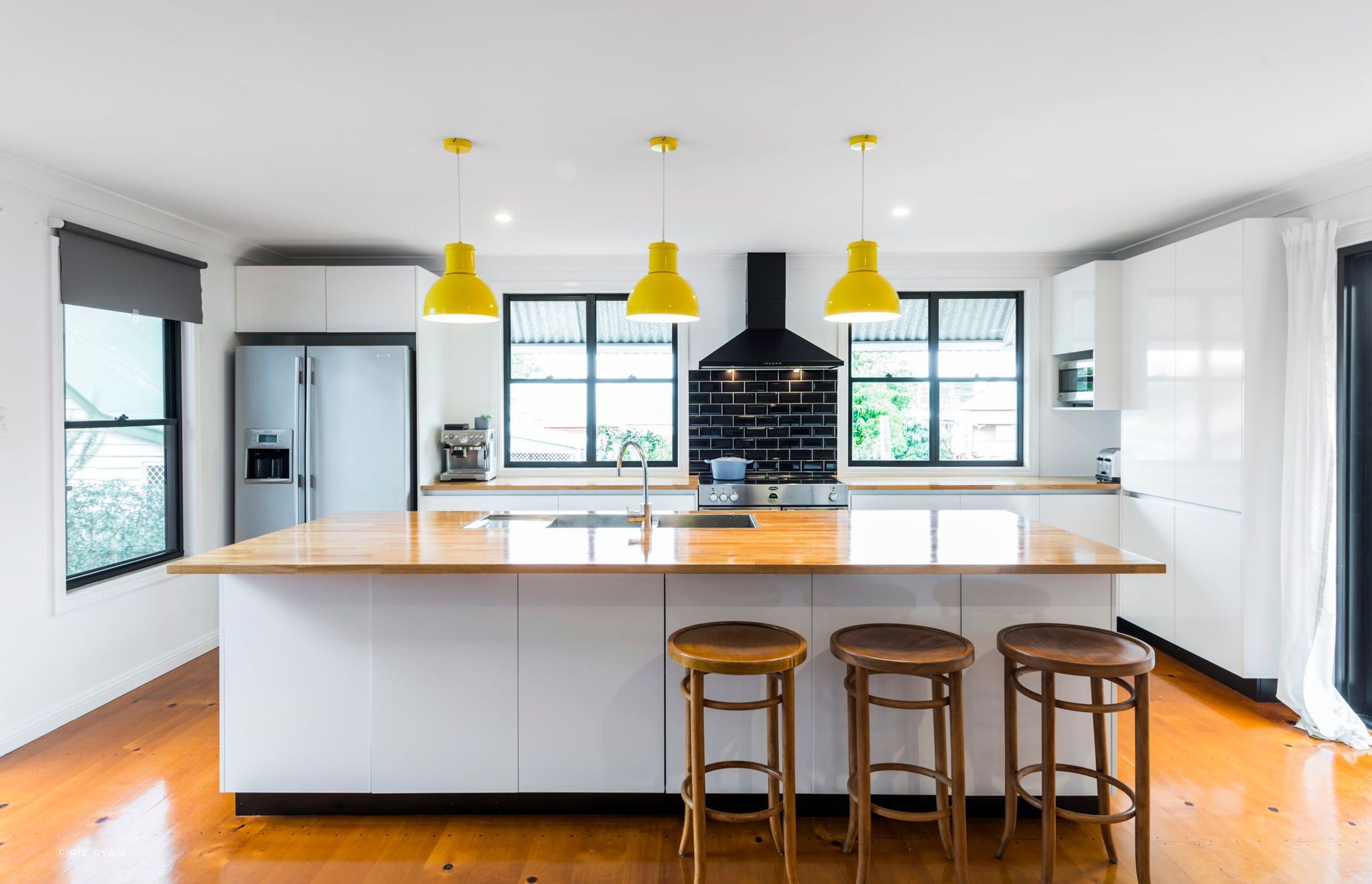 The kitchen is the central point for the family. The new wing features natrual light and cross breeze ventilation. The open plan space is surrounded by private spaces which cater beautifully for the overflow required for extended gatherings.