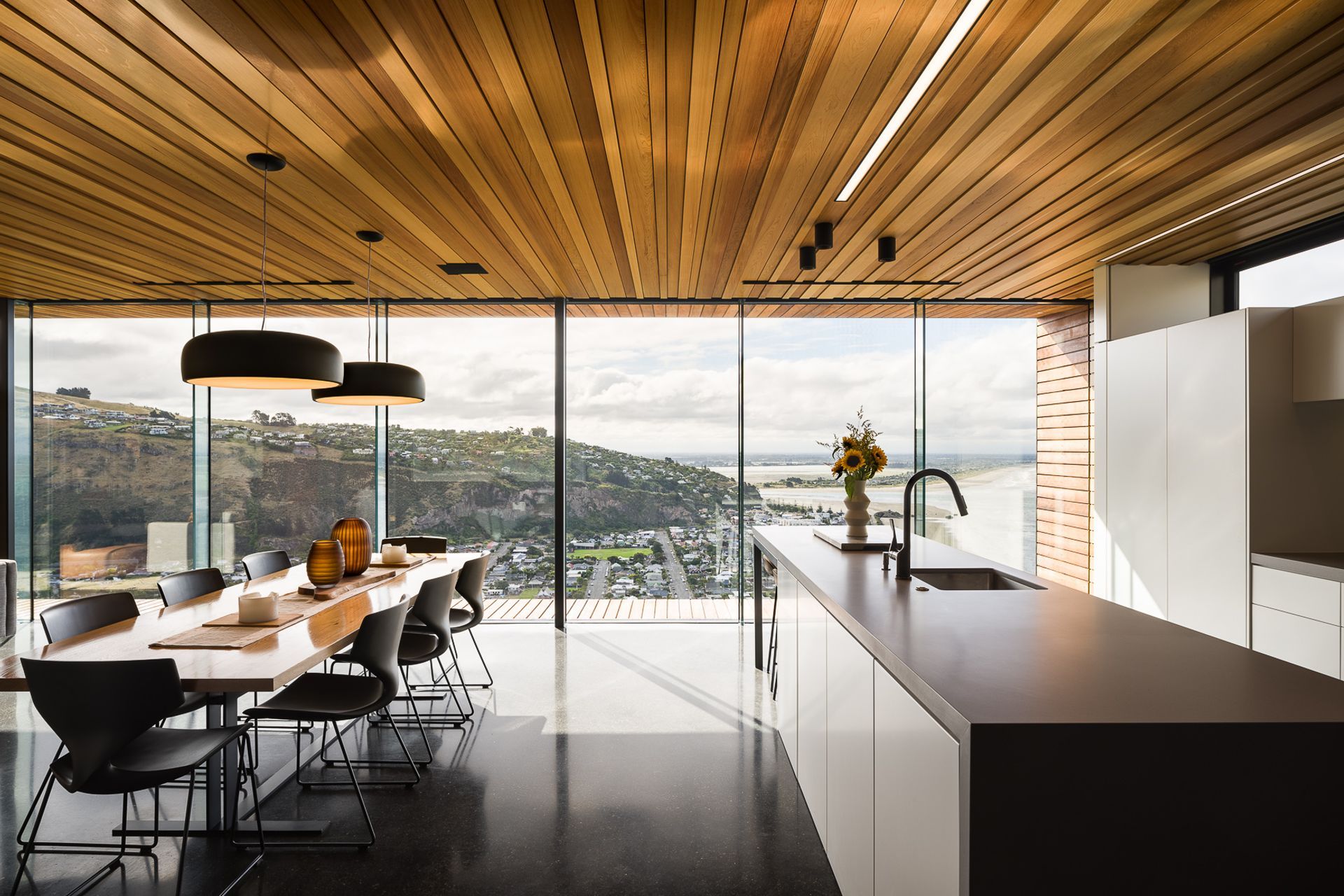 The north-west aspect of the building allows afternoon sun to enter the space.