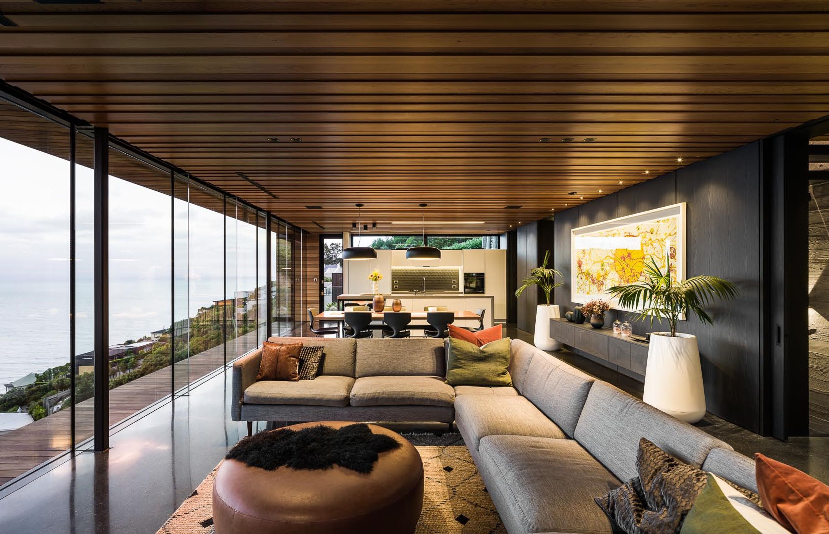 Contrasting with the concrete, the western red cedar makes the space feel warm.