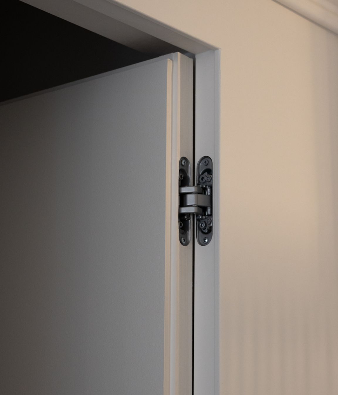 RocYork Concealed Hinges coupled with an ISD framed opening. The hinge will leave no exposed hardware visible once the door is closed.