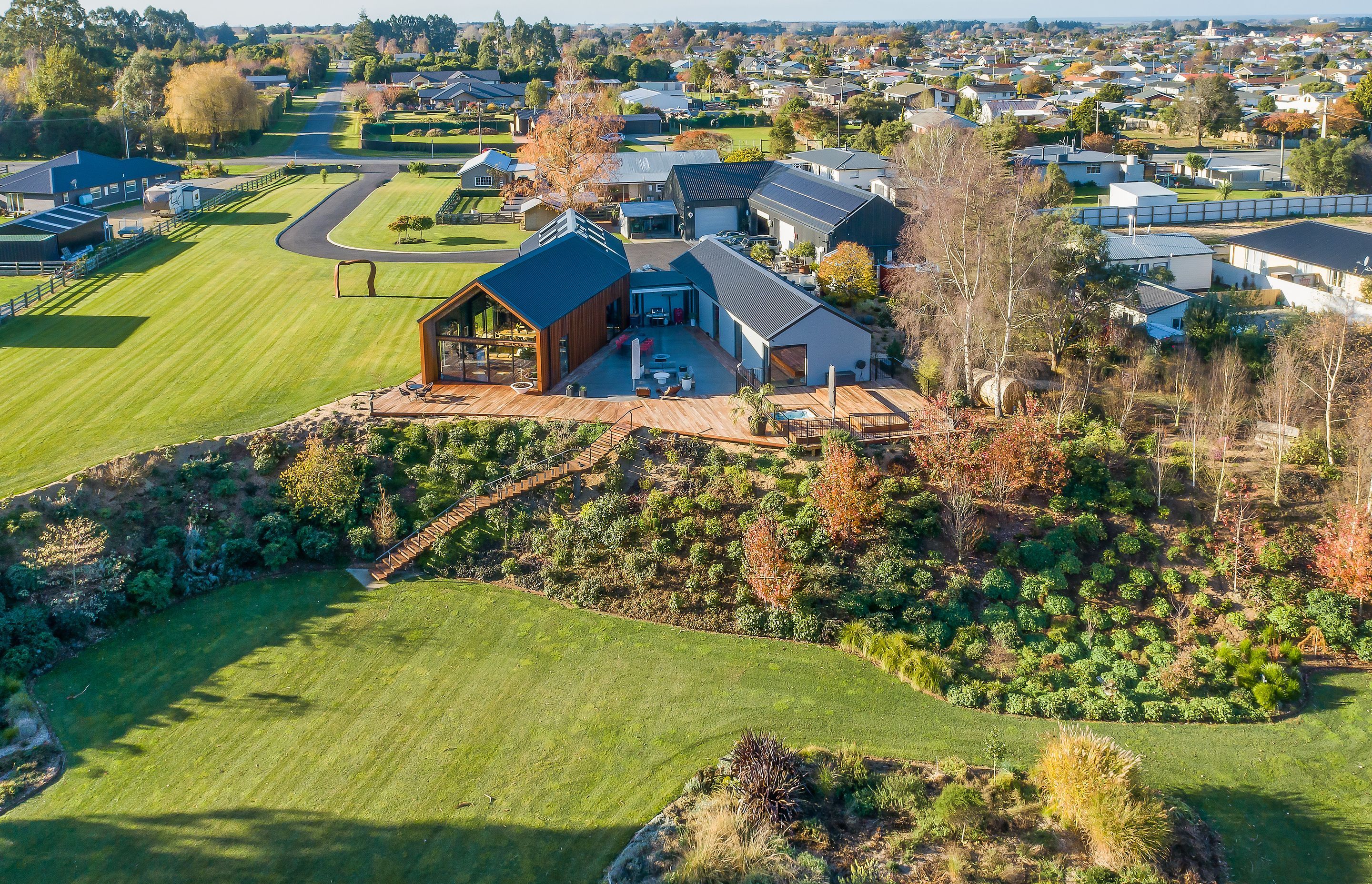 A large private garden is an extension to the outdoor living space.