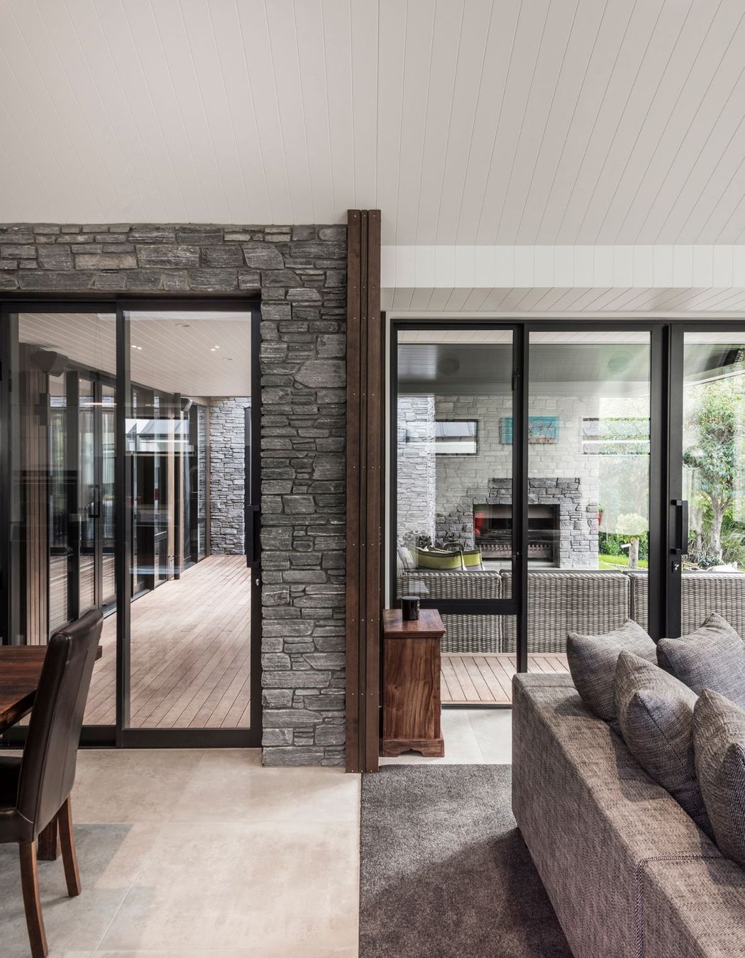 A view from the main living space to the outdoor living area.