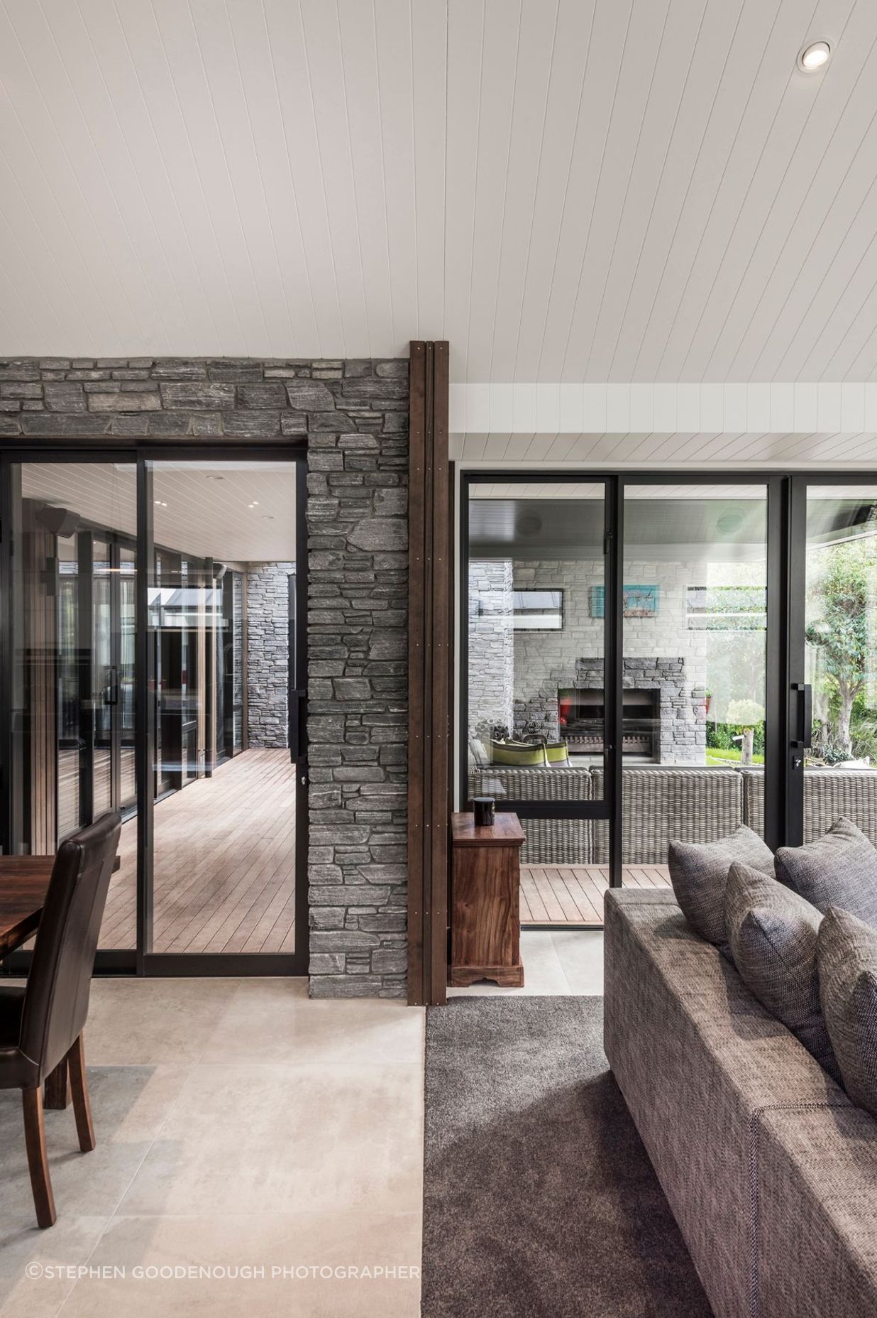 A view from the main living space to the outdoor living area.